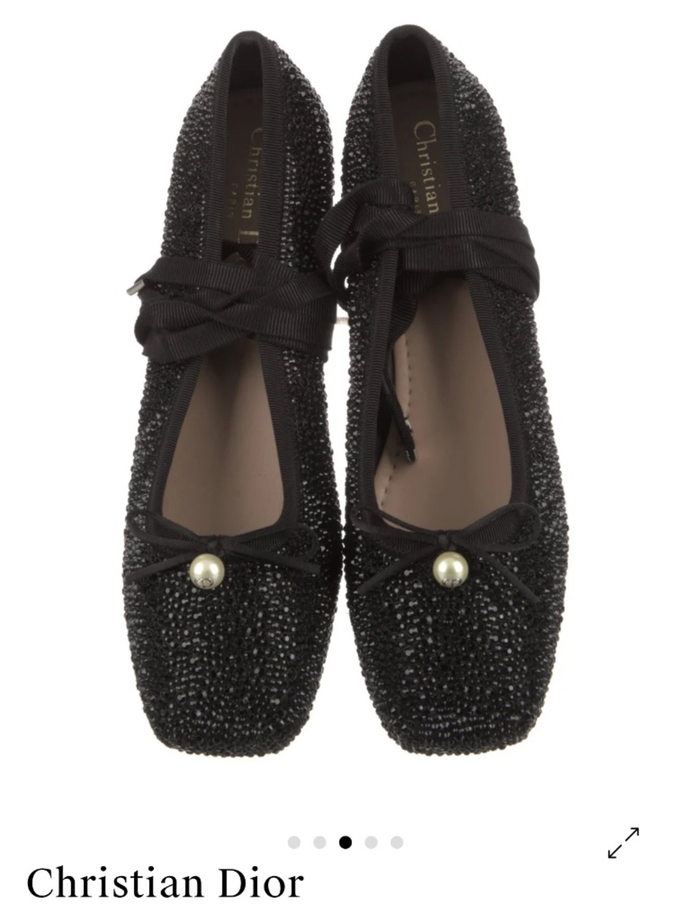 Christian Dior black ballet flats with crystals